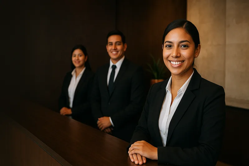 A welcoming hospitality service team on the Caribbean coast.